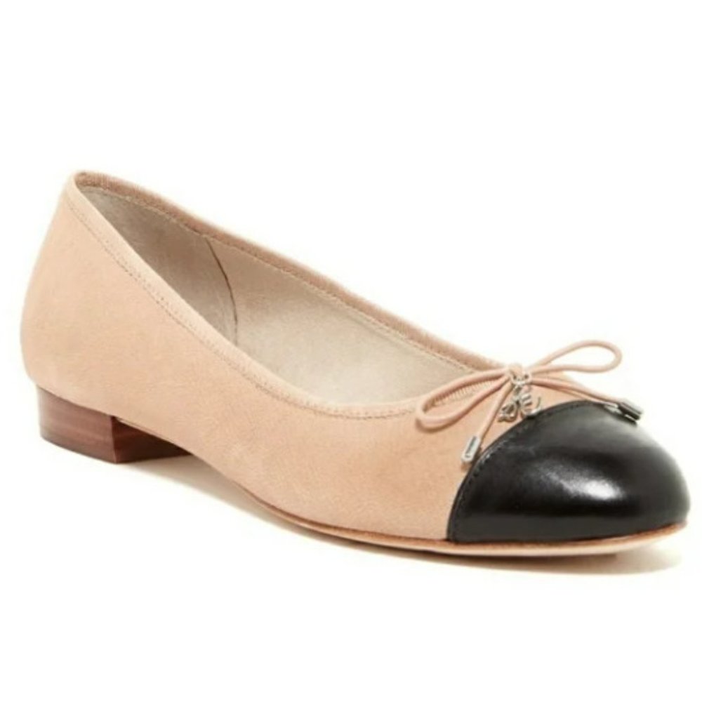 Sam Edelman nude black two tone leather cap toe flats 9.5